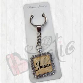 Porte clé à strasse carré 